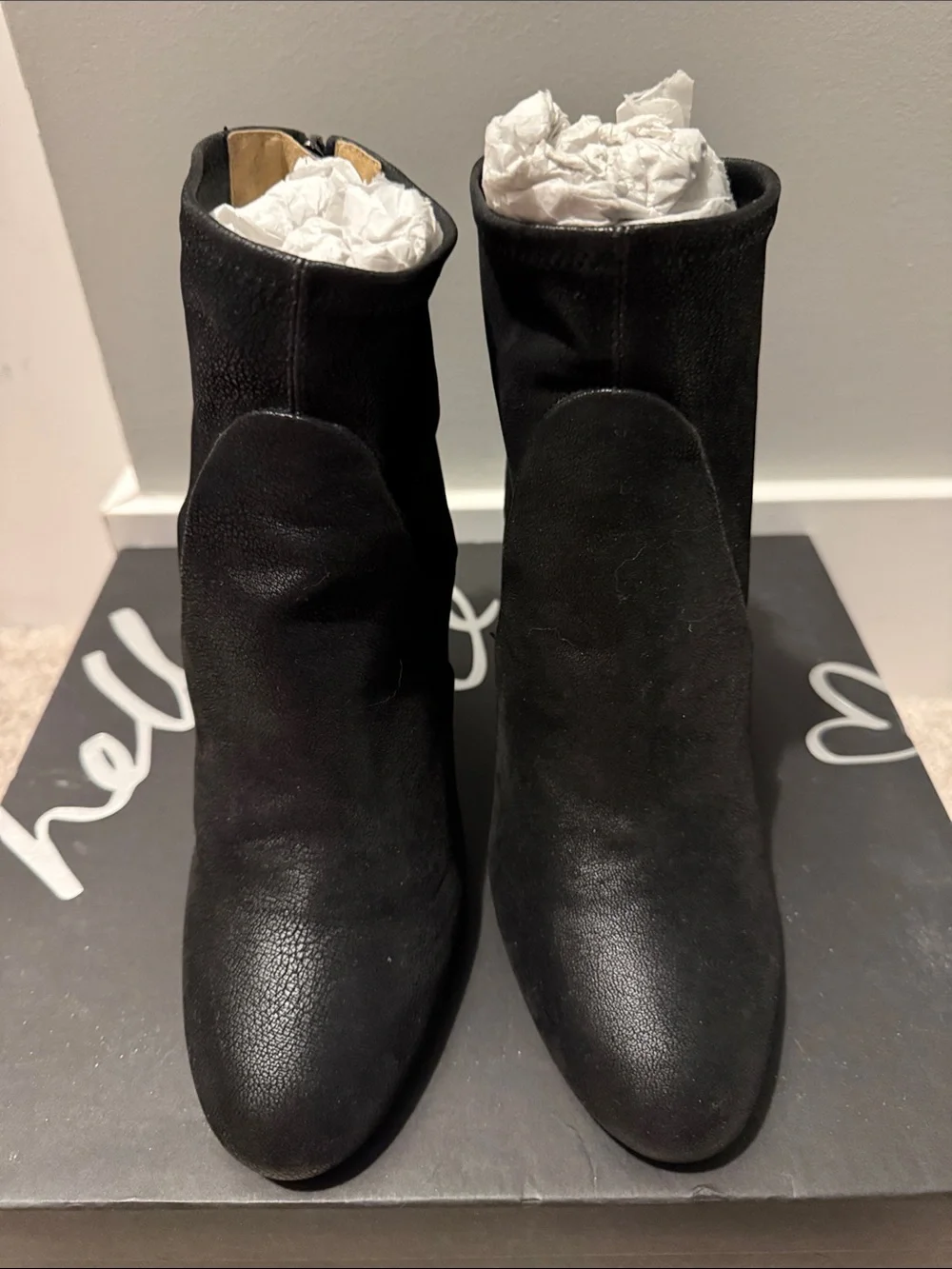 Banana Republic Black Leather Block Heel Ankle Boots